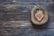 Handmade heart shape on wood slice