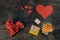 Handmade hearts and blank customizable post-its