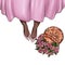 Handmade Illustration of girl shoes and basket of fresh roses