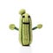 Handmade knitted cucumber toy with funny face. Generative AI