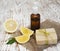 Handmade lemon soap and essential oil