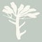 Handmade linocut sprig wildflower vector motif clipart in folkart scandi style. Simple monochrome block print shapes