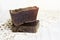Handmade lye soap bars, healing feminine concept. Eco organic lye soap with olive oil on the rustic wooden background. Spa natural