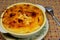 Handmade macaroni gratin of chicken