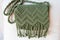 Handmade macrame bag dark green color. ECO friendly natural macrame cotton cross-body bag. Hobby knitting handmade macrame. Modern