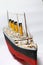 Handmade model of Titanic. Beautiful Handmade model of Titanic on white background