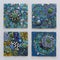 Handmade mosaic picture of small pieces of glass in bright colors