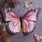 Handmade Natural Pink Monarch Butterfly Textile Art By Yanna Irwin