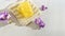 Handmade natural .Soap bars decorated with purple flowers