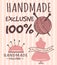 Handmade needlework craft badges sewing banners fashion tailoring tailor handicraft elements vector illustration.