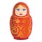 Handmade nesting doll icon, cartoon style