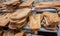 Handmade Olive Wood Cutting Boards sold at local market in Provence region.