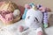 Handmade pajama bag first baby toy unicorn