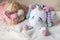 Handmade pajama bag first baby toy unicorn