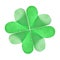 Handmade paper green clover`s leaf with four petals.