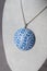 Handmade polymer clay necklace pendant blue and white