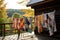 handmade quilt drying on rustic clothesline