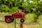 Handmade red tractor metal old toy