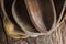 Handmade rustic wood bowls closeup