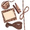 Handmade shop, balls of thread, rope, bow, clothespin, isolates
