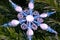 Handmade Snowflake Ornament made from beads and chenille on christmas tree