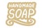 Handmade soap logo. Hand made needlework doodle logo, badges, sticker. Lettering calligraphy icon. Vector eps hand drawn brush