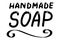 Handmade soap logo. Hand made needlework doodle logo, badges, sticker. Lettering calligraphy icon. Vector eps handwritten brush