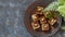 Handmade souffle candy with pistachioon a wooden background. Homemade sweets or candies. Pistachio souffle