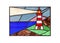 Handmade stained glass with lighthouse
