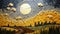 Handmade Starry Night Landscape Art With Recycled Straw