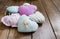 Handmade stitched heart on a wooden table