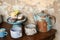 Handmade teapot and cups ceramic porcelain set