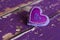 Handmade textile violet felt toy heart with beads