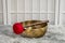 handmade Tibetan singing bowl with a mallet, sound therapy for healing, relaxation and meditation