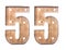 Handmade Tin and Wooden Number Fifty Five Sign with lights