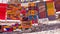 Handmade traditional in vibrant colors berber rugs hanged on lin