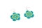 Handmade turquoise earrings in the shape of flower isolated on white background. Female accessories, decorative ornaments