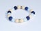 Handmade unique bracelet from lapis lazuli and calcedon mineral