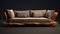 handmade unique rustic sofa made from solid wood on black background