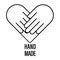 Handmade vector logo icon hand made. handcraft stamp. heart love symbol. handcrafted label. organisation banner. care or donation