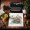 Handmade Watercolor Bouquet Card on Vintage Desk
