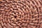 Handmade wicker round basket with close-up pattern