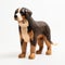 Handmade Wood Bernese Mountain Dog Sculpture On White Background