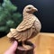 Handmade Wood Carved Pigeon In Oku Art Style