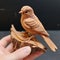 Handmade Wood Carving Of A Sparrow - Detailed And Accurate Bird Sculpture