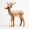 Handmade Wood Deer On White Background - Bold Patterns, Ray Tracing, And Hyper-realistic Details
