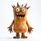 Handmade Wooden Carved Monster In Cartoonish Realism On White Background