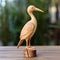 Handmade Wooden Ibis Statue With Coastal Scenery - Fine And Detailed Carving