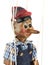 Handmade wooden puppet Pinocchio.