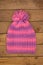 Handmade wool knitted winter pink and purple hat and scarf